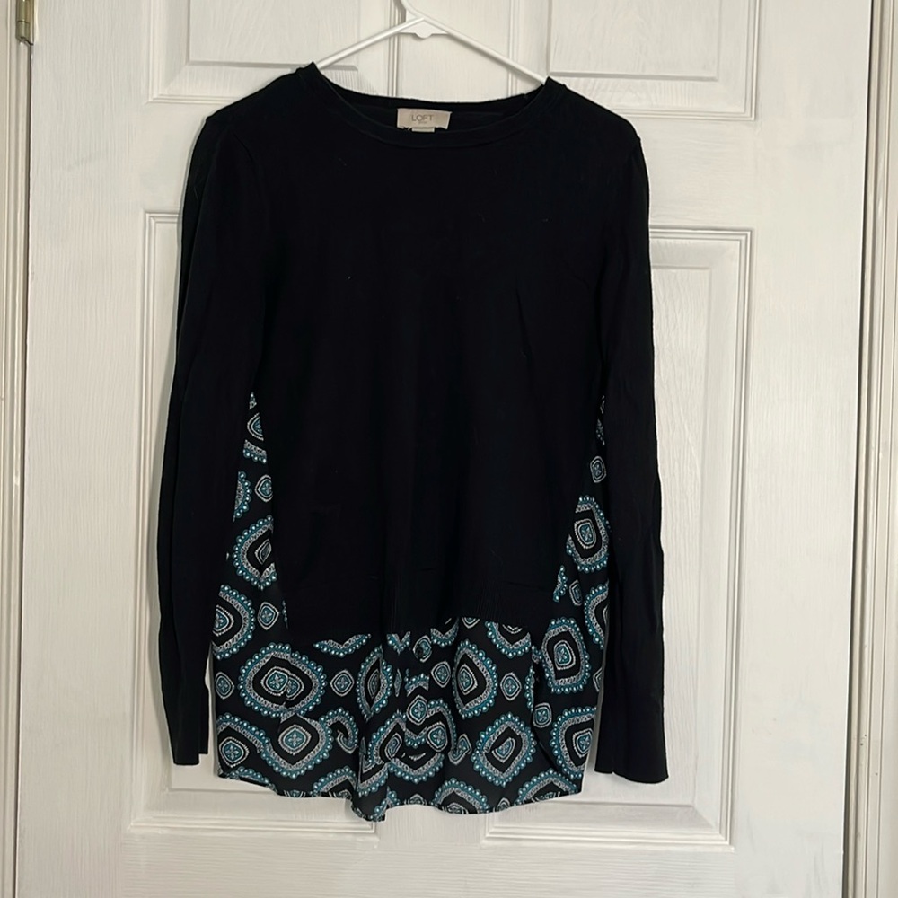 Tunic sweater/blouse mixed material shirt